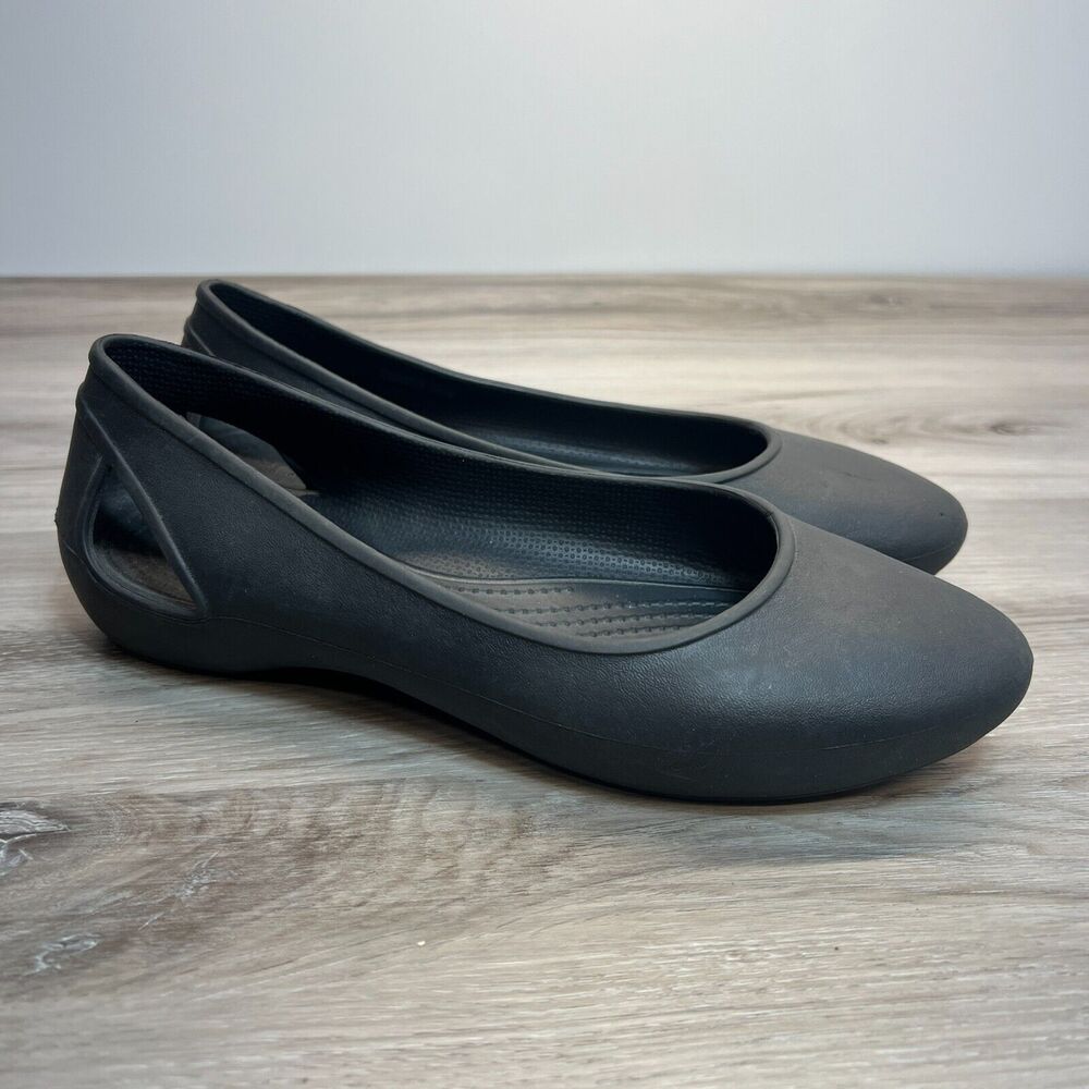 Crocs Iconic Comfort Laura Ballet Flats Shoes Women’s‎ Size 8 Black Slip on
